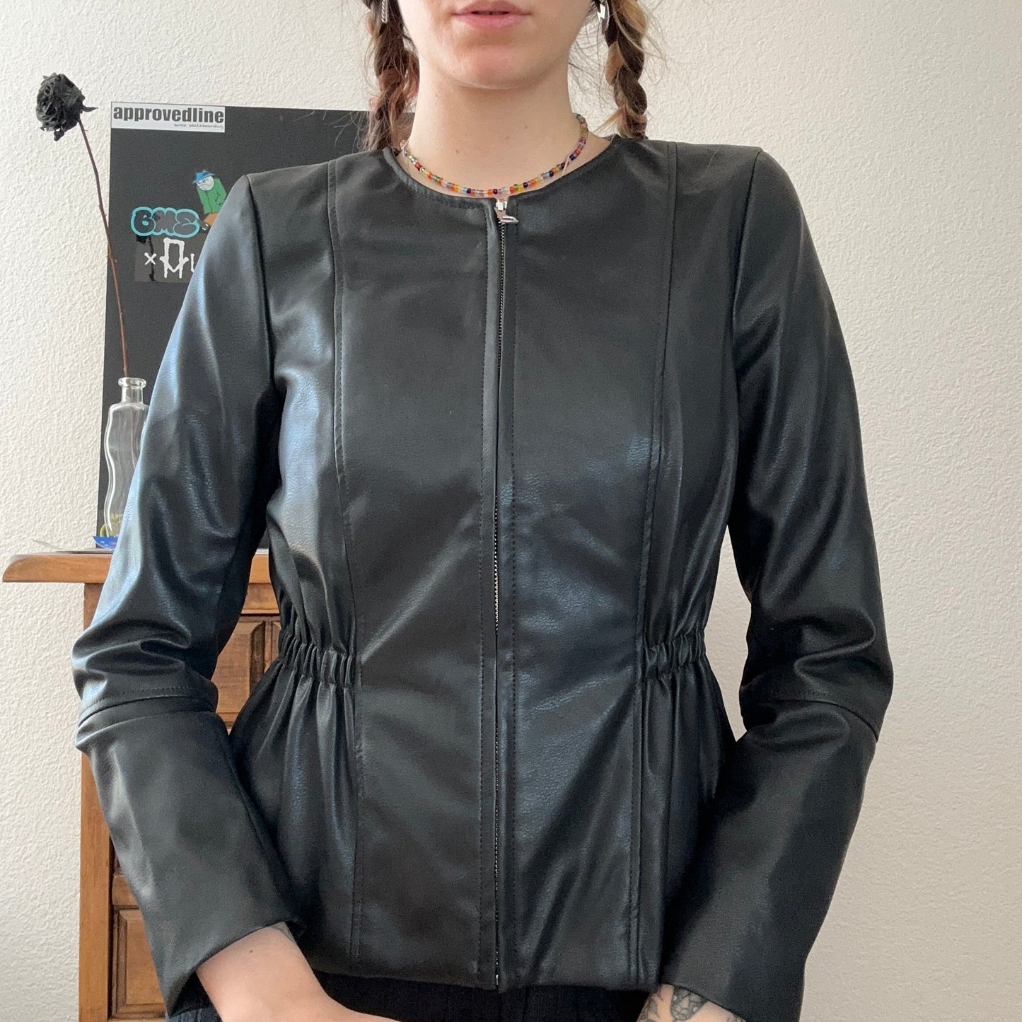 Black fake Leather Jacket | Bern