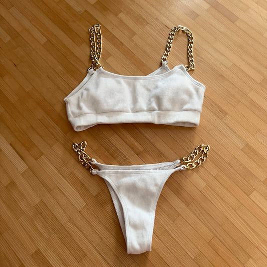 Bikini blanc avec détails dorés | Berne