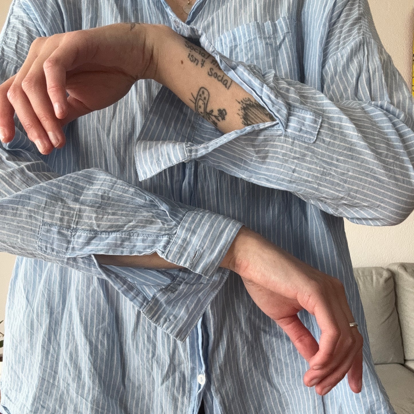 Blue Blouse with white Stripes | Bern