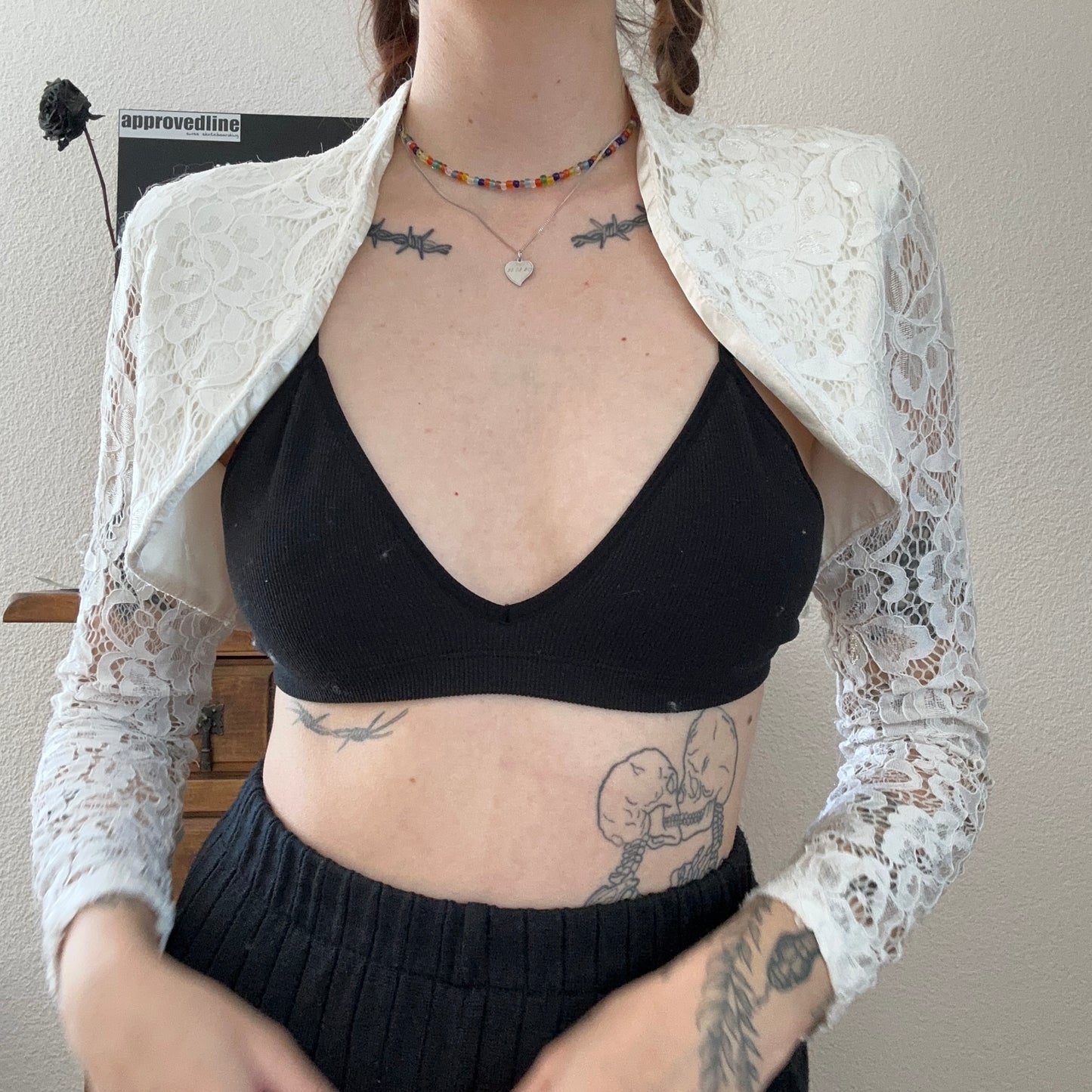 Y2K White cropped lace Cardigan | Bern