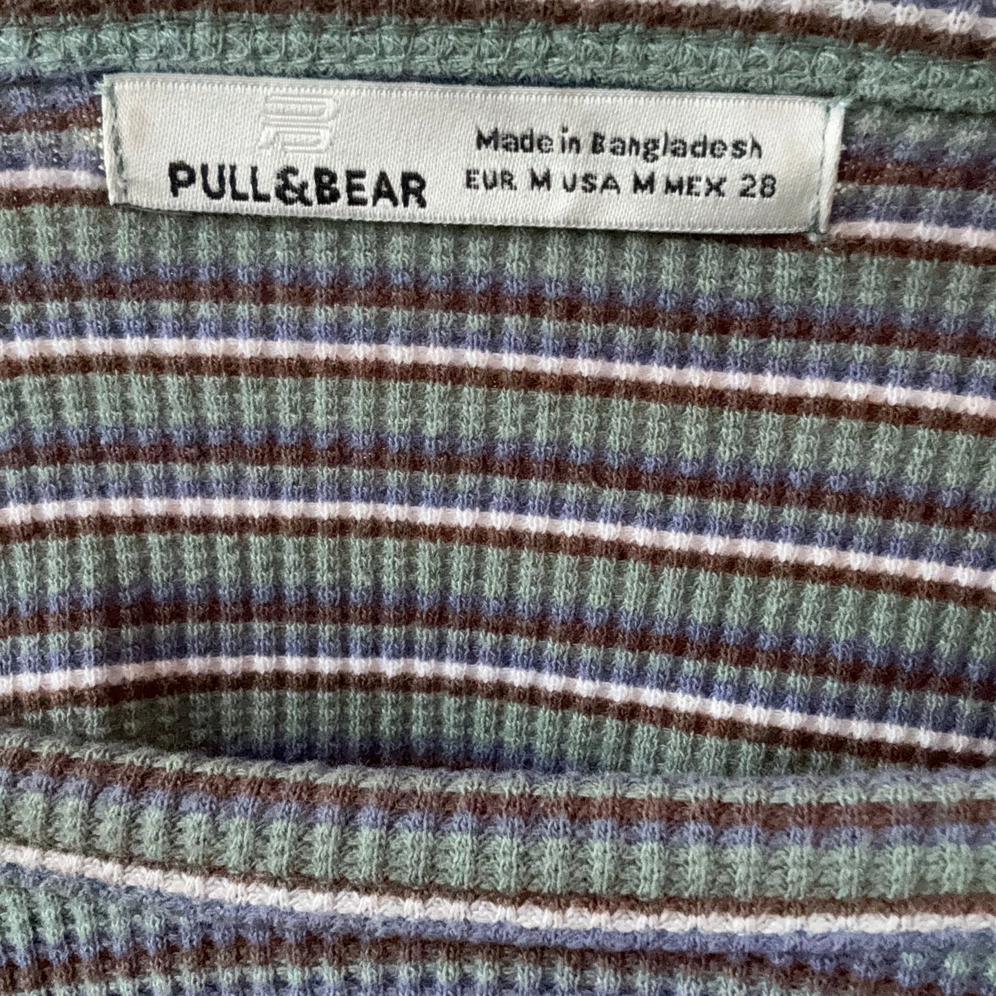 Brown, Green, White and blue Striped cropped Longsleeve