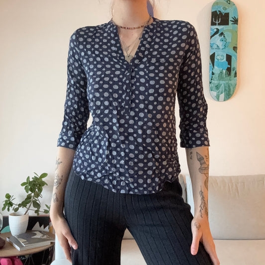 Blue 3/4 Longsleeve with white pattern
