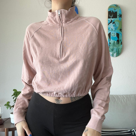 Pink cropped Halfzip Sweater | Bern