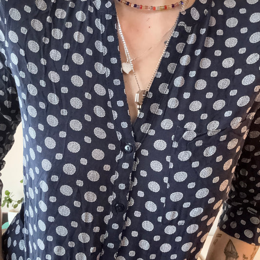 Blue 3/4 Longsleeve with white pattern
