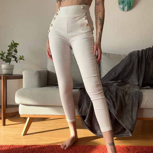 White Pants with golden buttons