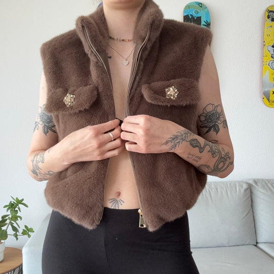 Brown fluffy Vest | Bern