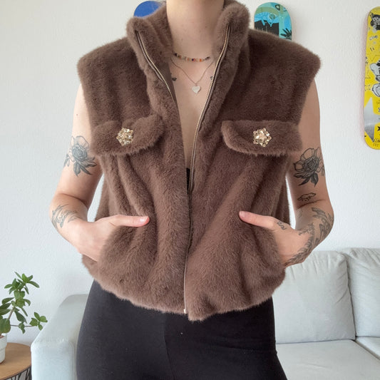 Brown fluffy Vest | Bern