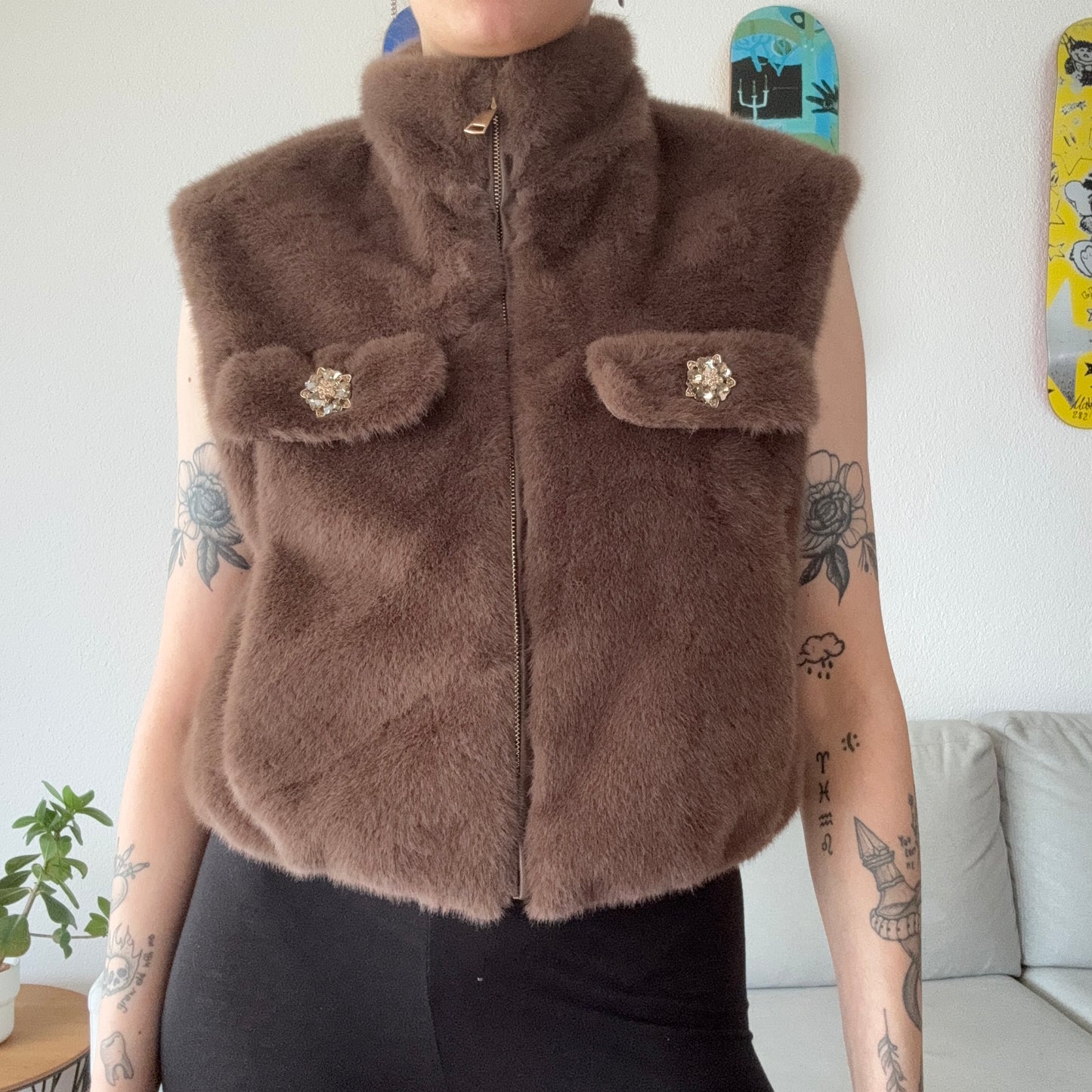 Brown fluffy Vest | Bern