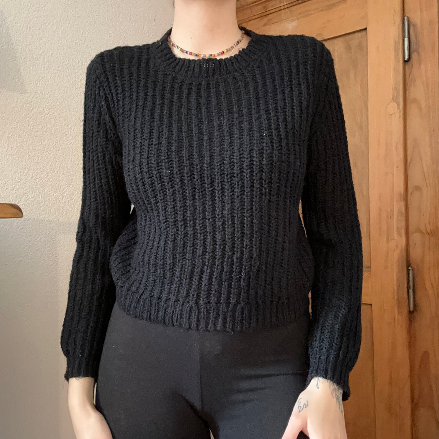 Pull court en maille noire | Bern