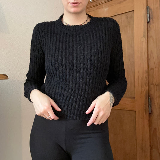 Black cropped Knit Sweater | Bern