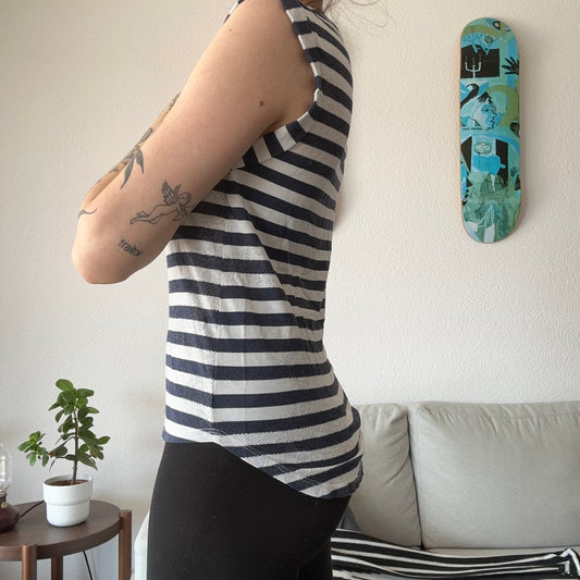 Blue and White Striped Top