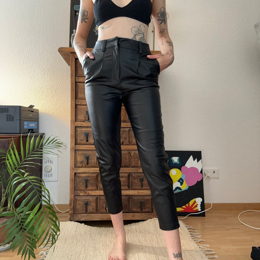 Black Fake Leather Pants | Bern