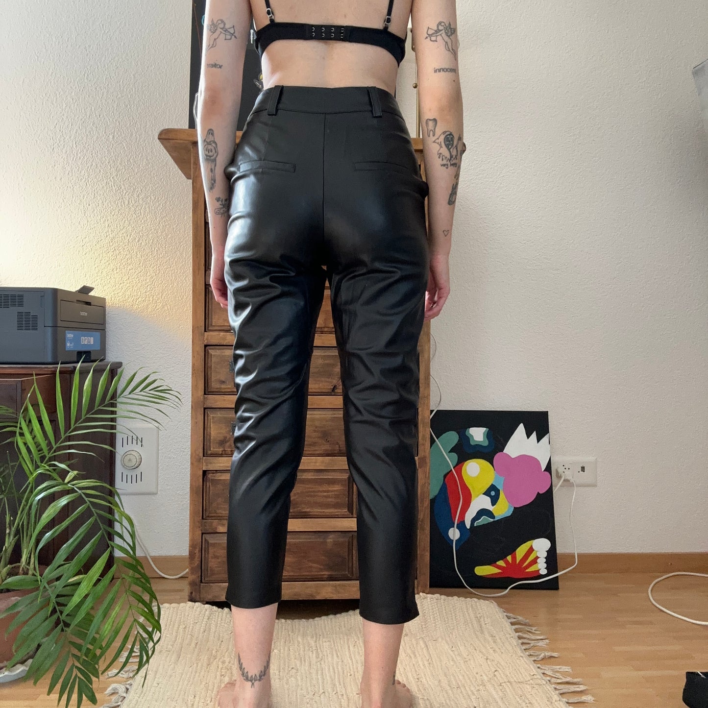 Black Fake Leather Pants | Bern