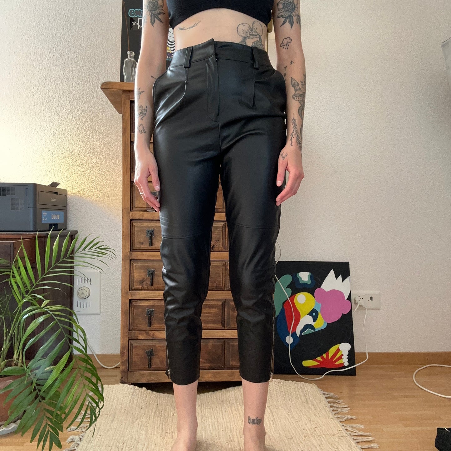 Black Fake Leather Pants | Bern