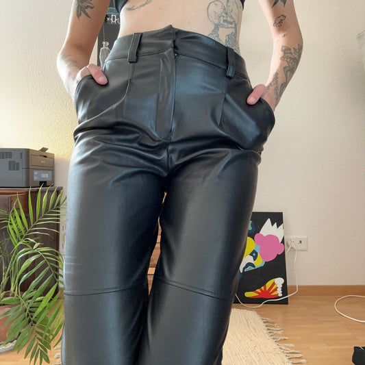 Black Fake Leather Pants | Bern