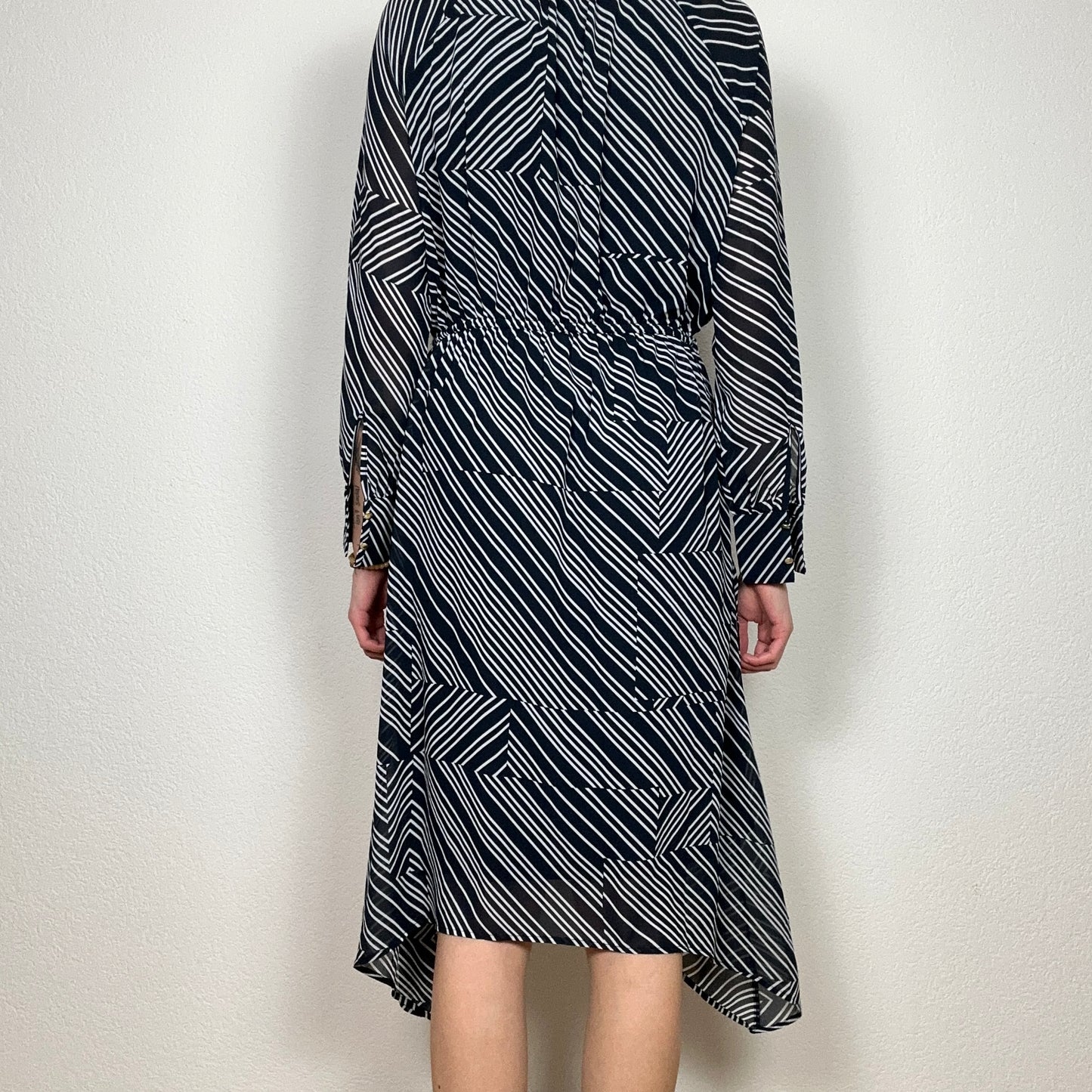 Darkblue / Black Dresswith white stripes