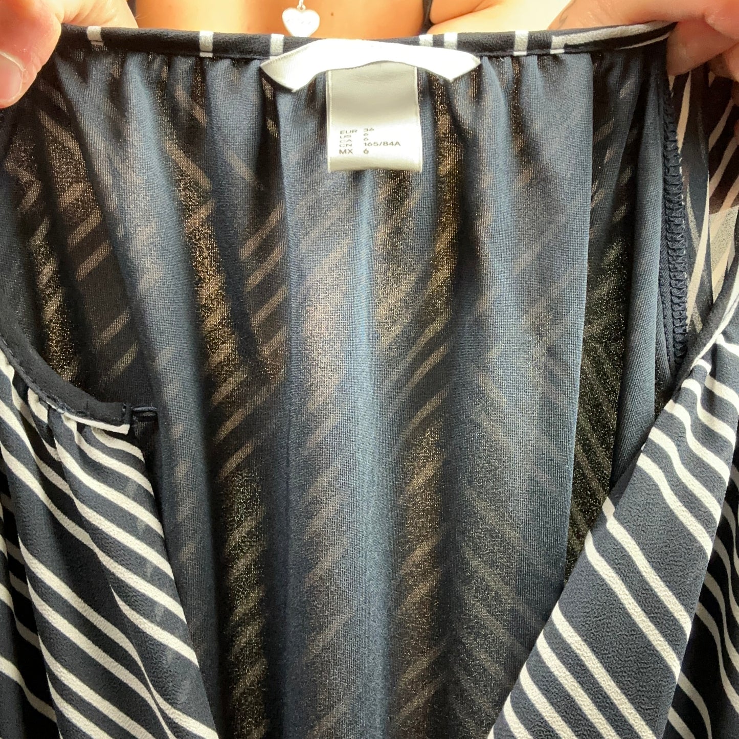 Darkblue / Black Dresswith white stripes