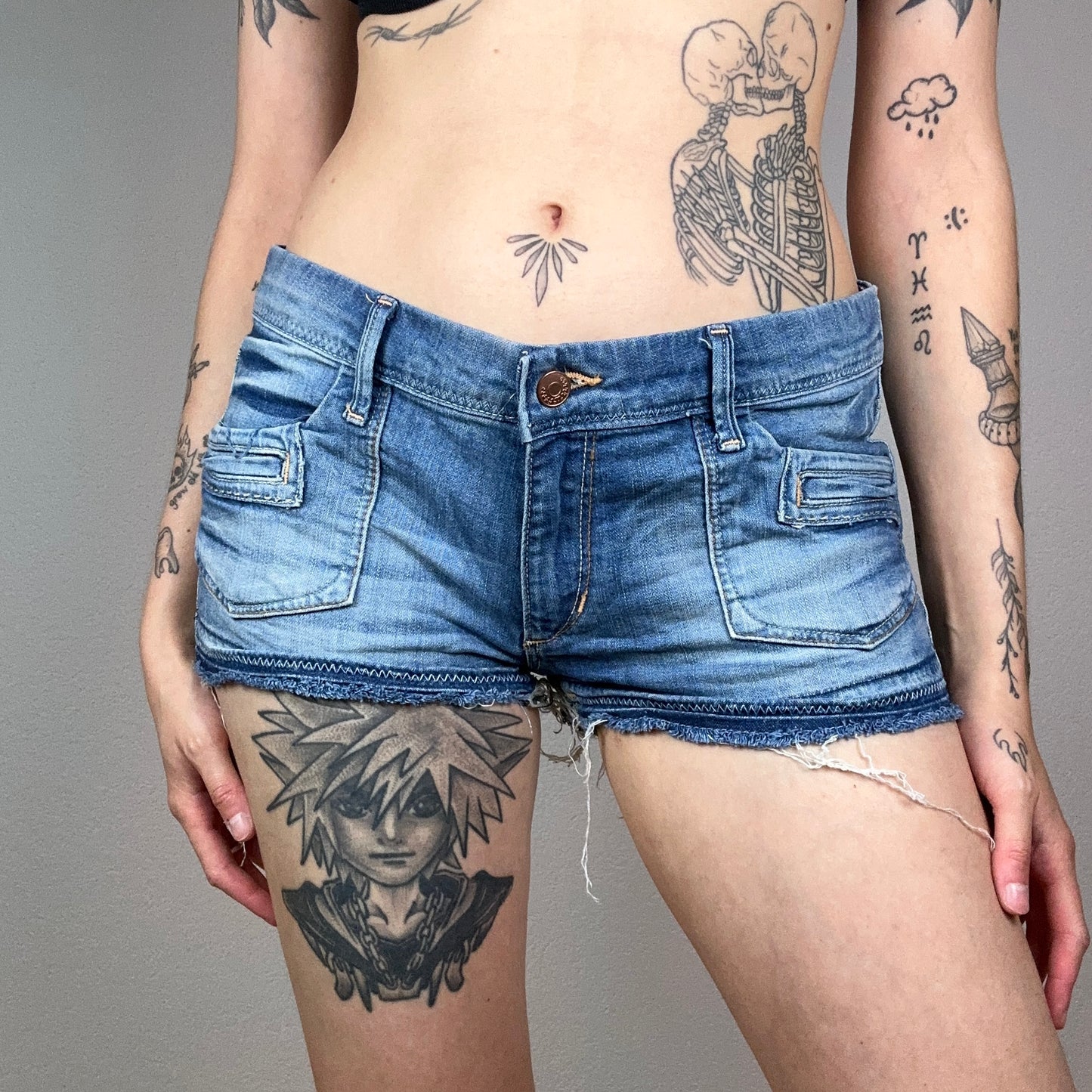 Blue Low Waist Jeans Shorts