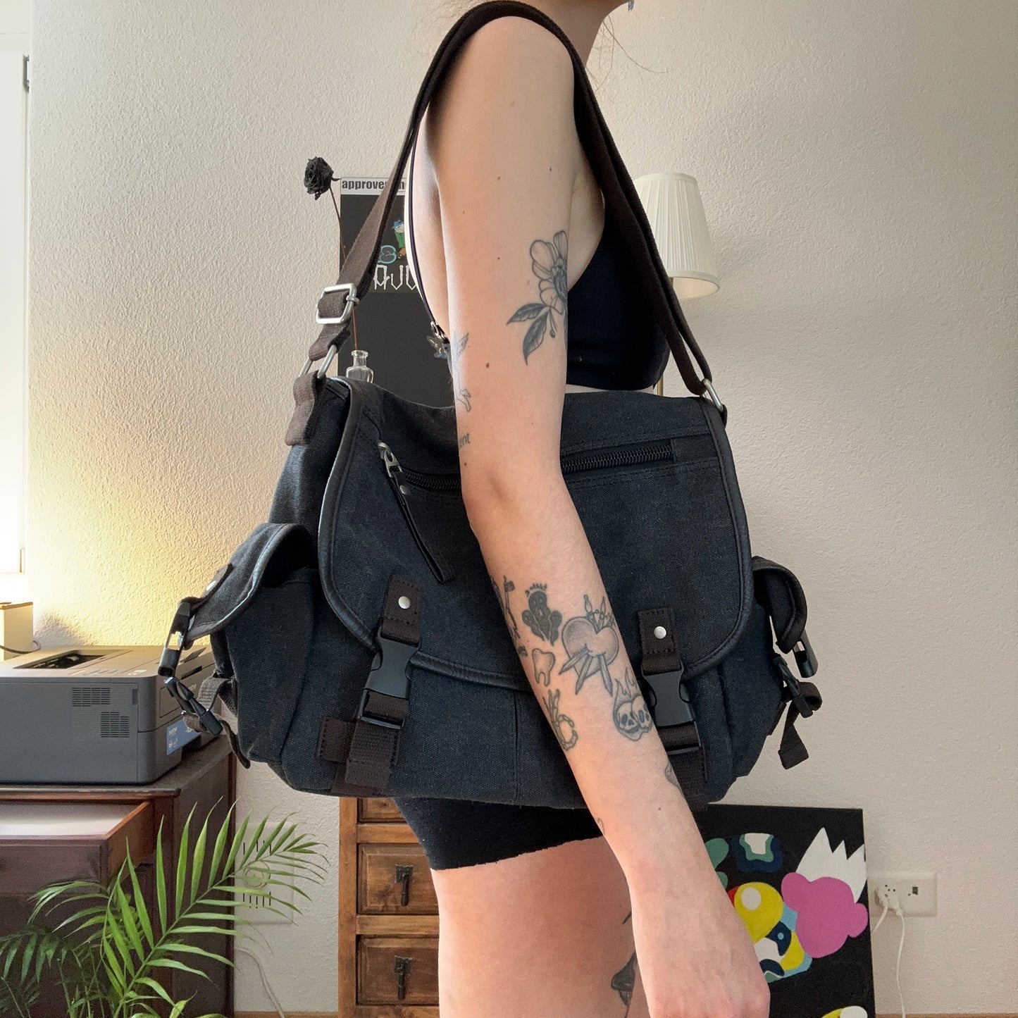 Gray Bag With Brown Straps | Bern