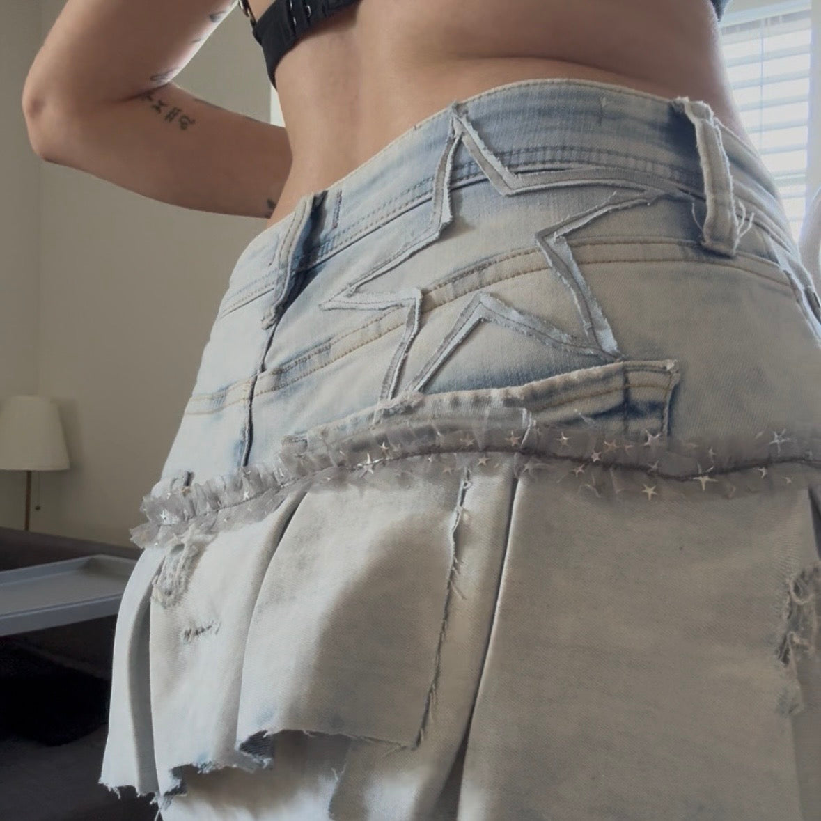 Reworked Mini-Skort aus Denim