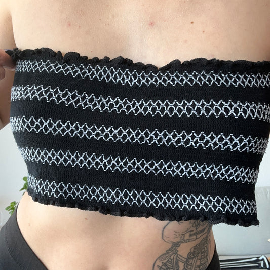 Black Bandeau Top with white Stripes | Bern