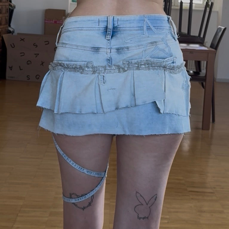 Reworked Mini-Skort aus Denim
