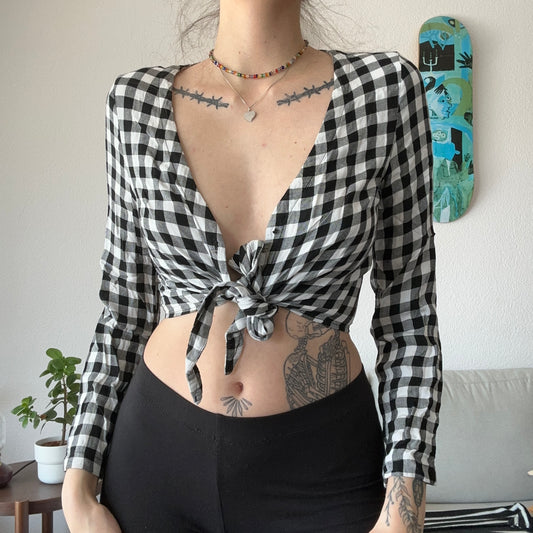 Black and White Checked Blouse | Bern