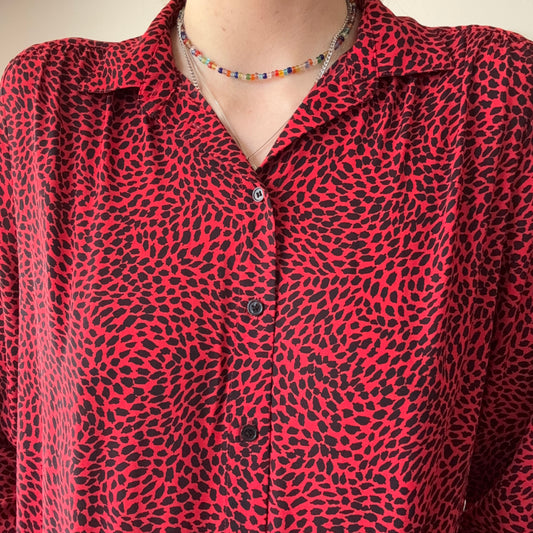Red Blouse with black dots