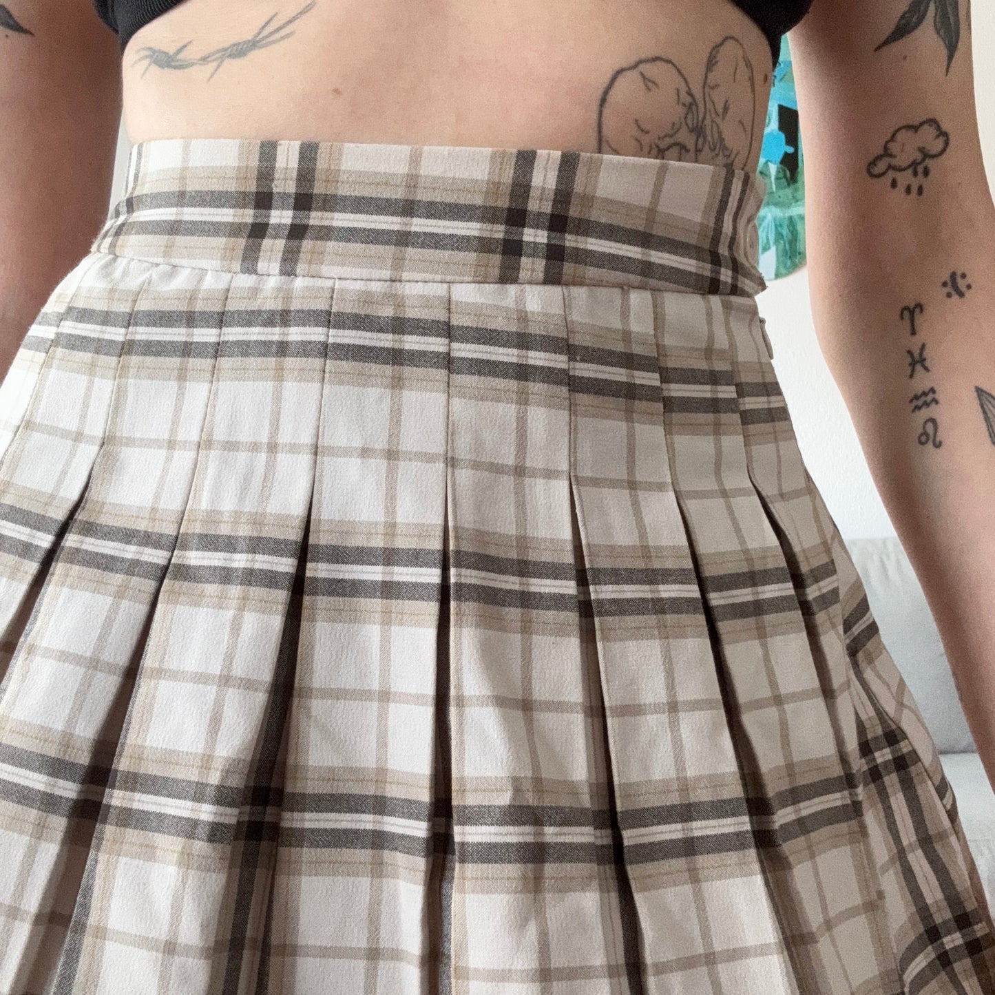 Beige Skirt with black and White Stripes | Bern