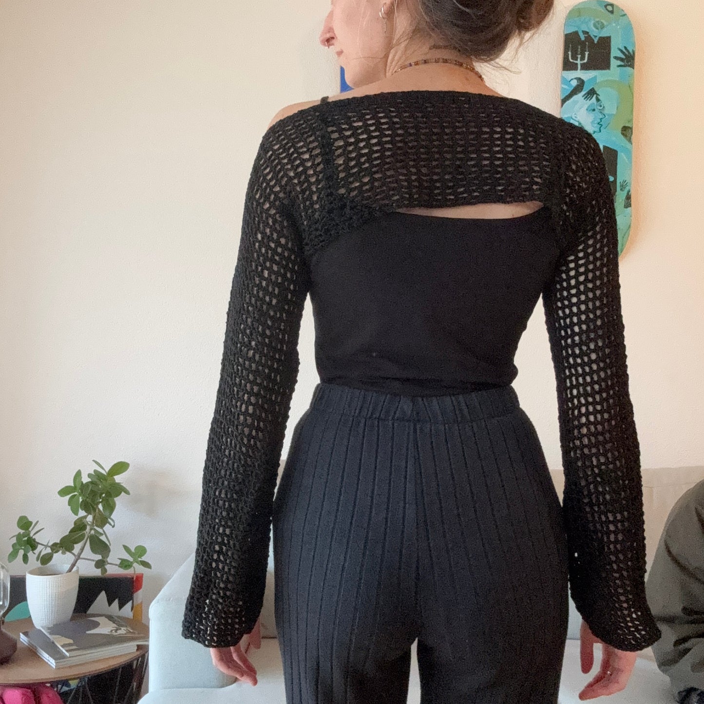 Schwarzes Häkel-Langarmshirt | Bern