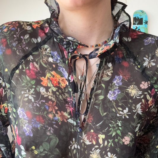 Black Blouse with flower pattern | Bern