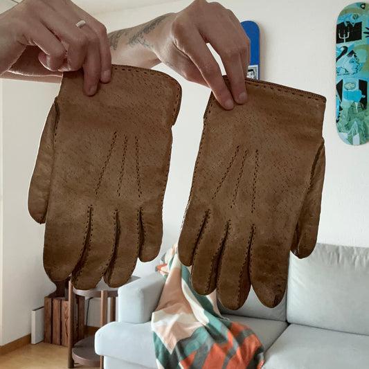 Gants en cuir marron vintage