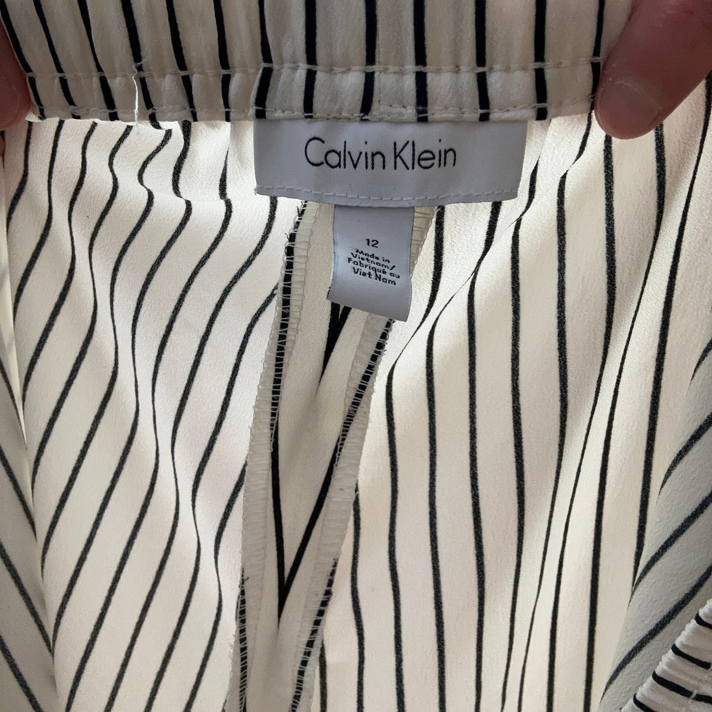 White Calvin Klein Pants with black stripes | Bern