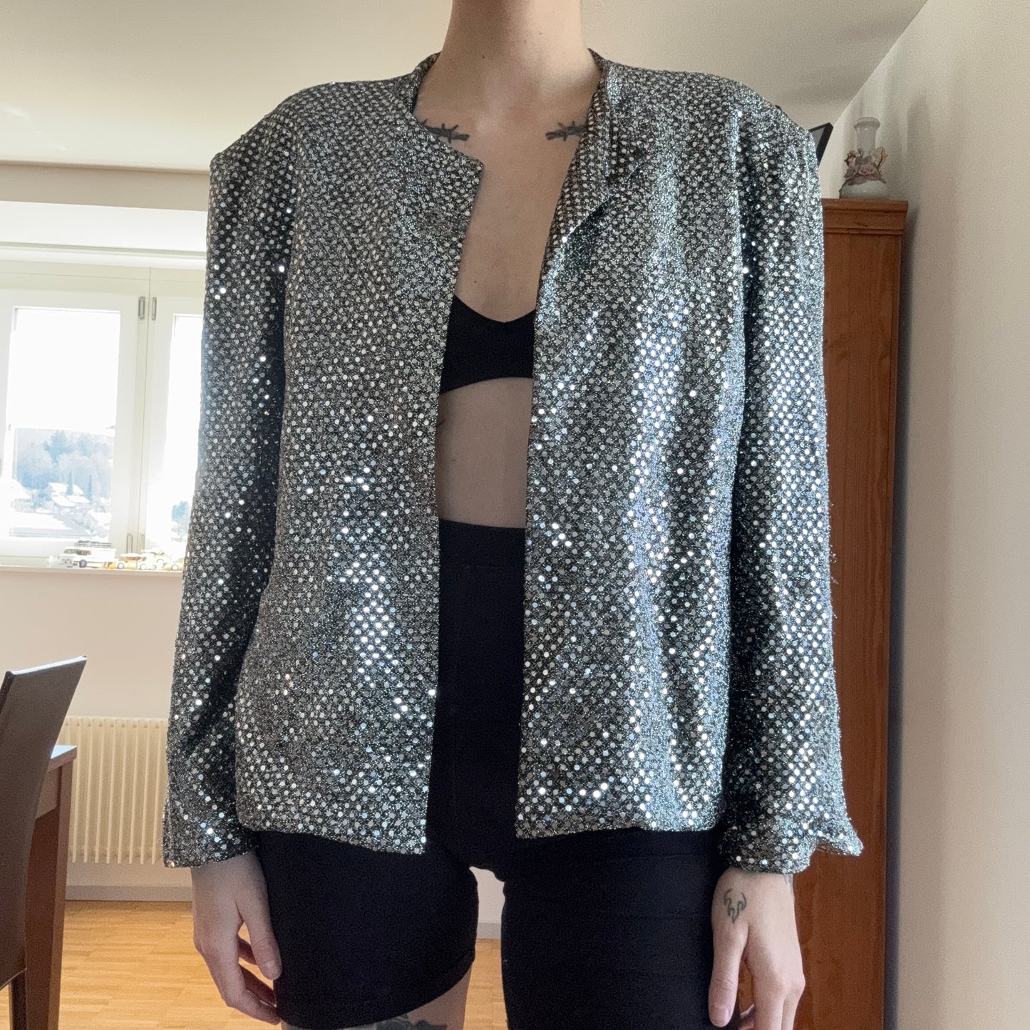 Veste grise scintillante