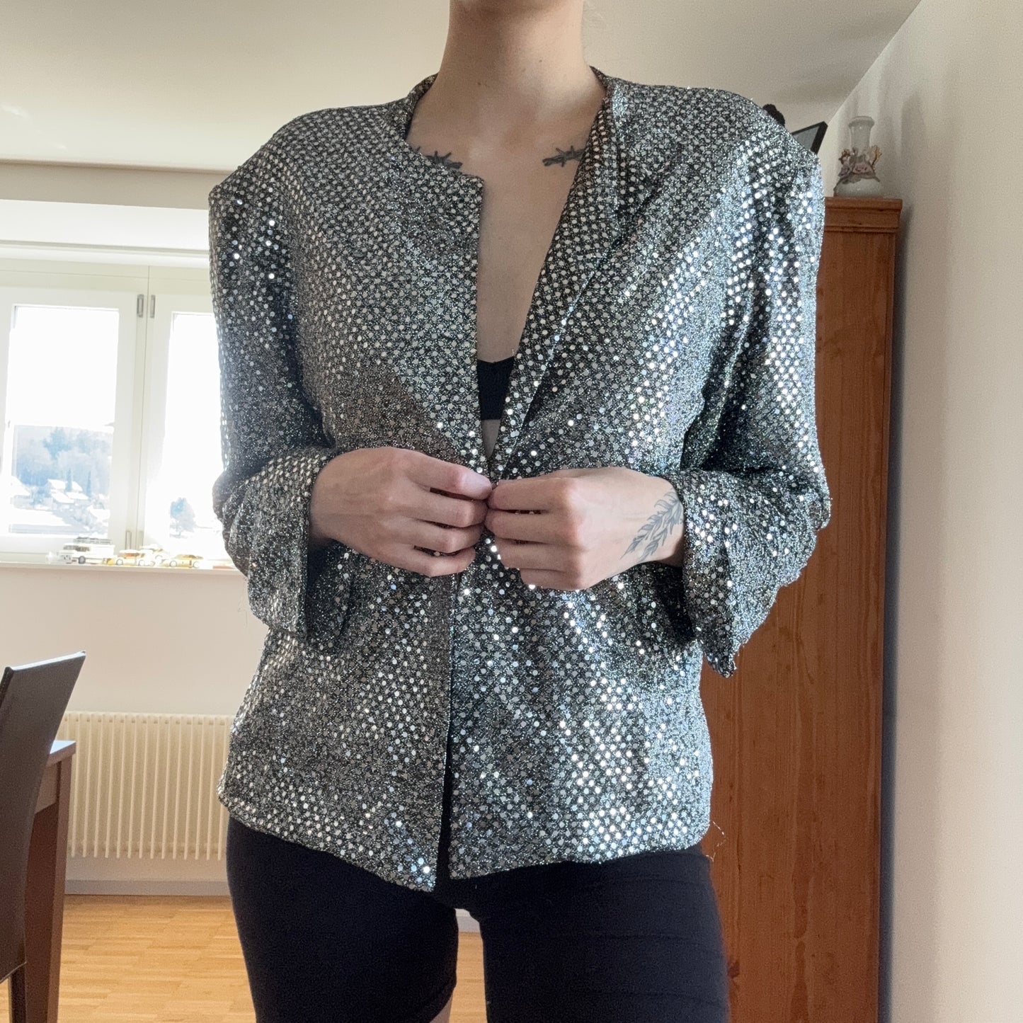 Veste grise scintillante