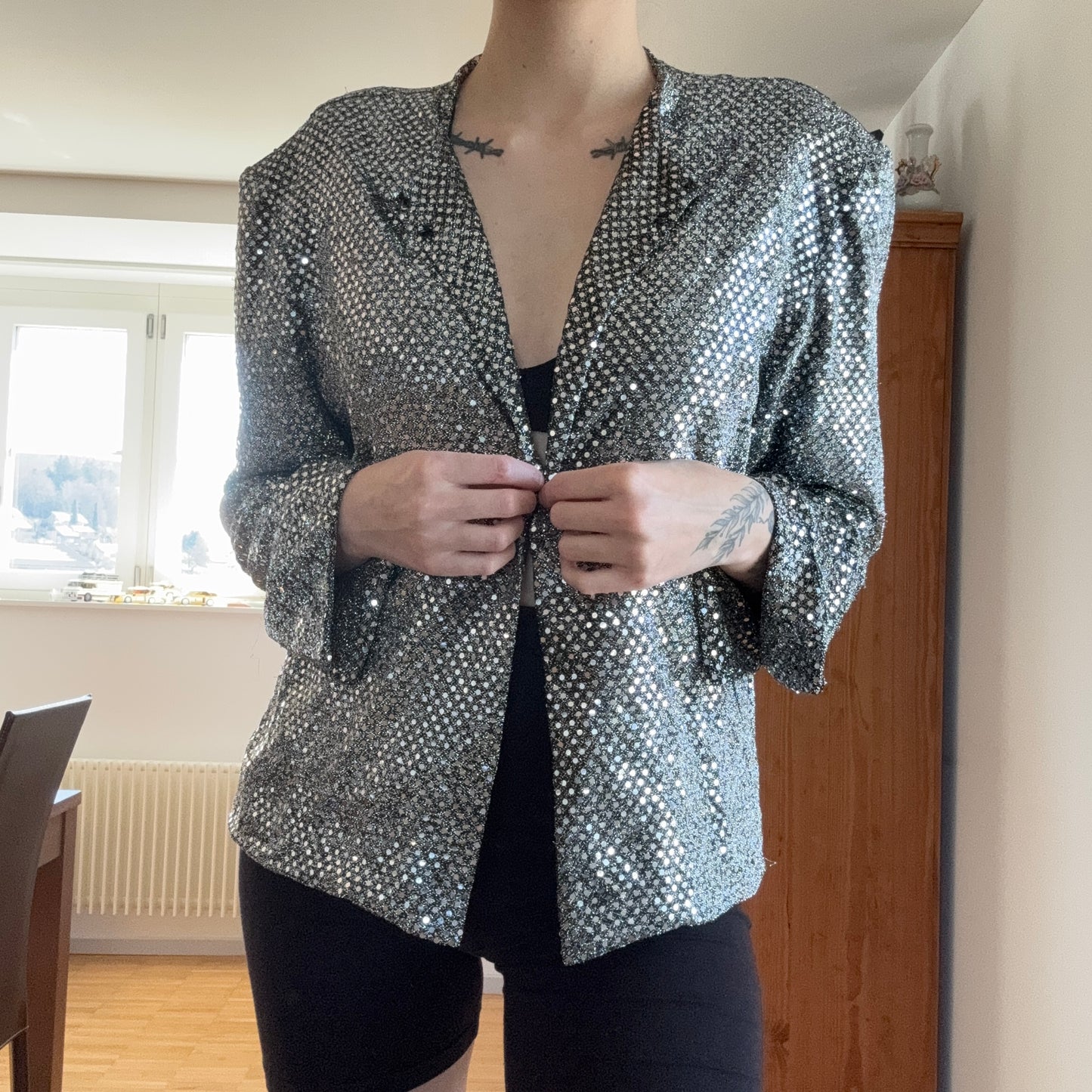 Veste grise scintillante
