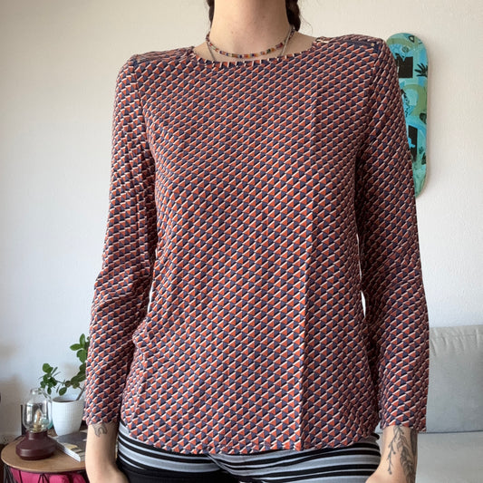 Orange, blue and white pattern Longsleeve