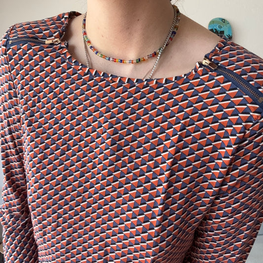 Orange, blue and white pattern Longsleeve