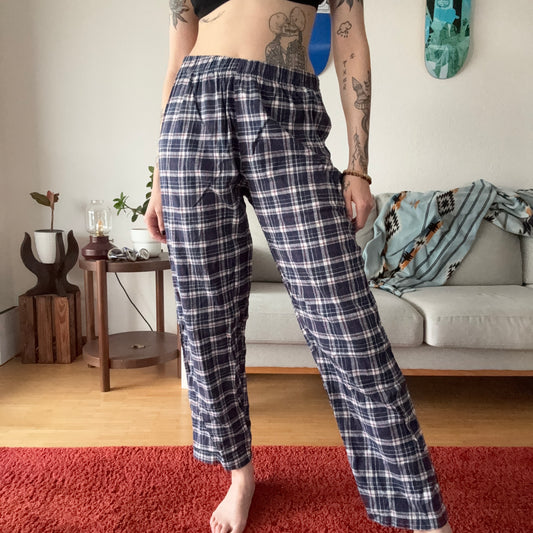 Blue Pyjama Pants with red and white stripes