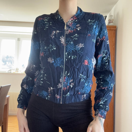 Blue Jacket with flower pattern