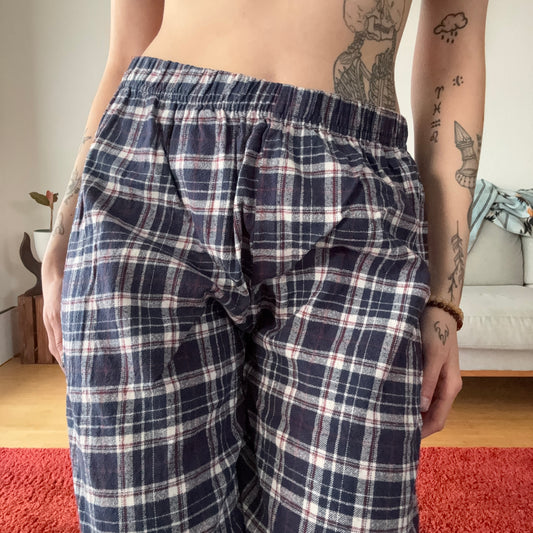 Blue Pyjama Pants with red and white stripes