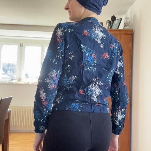 Blue Jacket with flower pattern