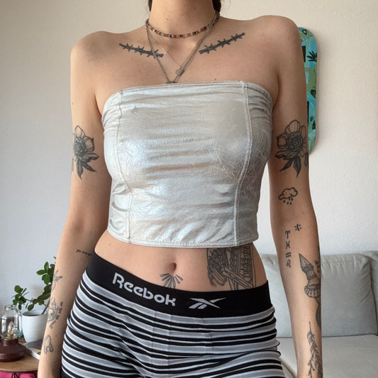 Silver Strapless Top | Bern