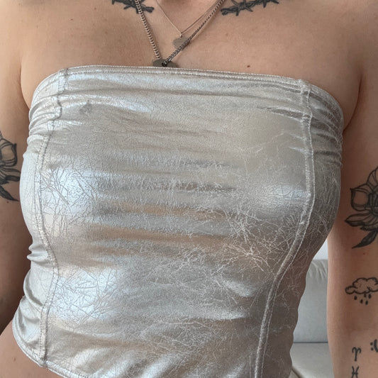 Silver Strapless Top | Bern