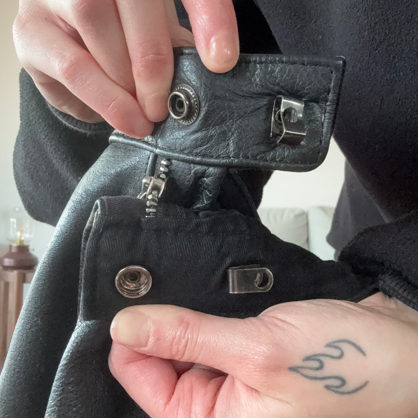 Black Leather Biker Pants