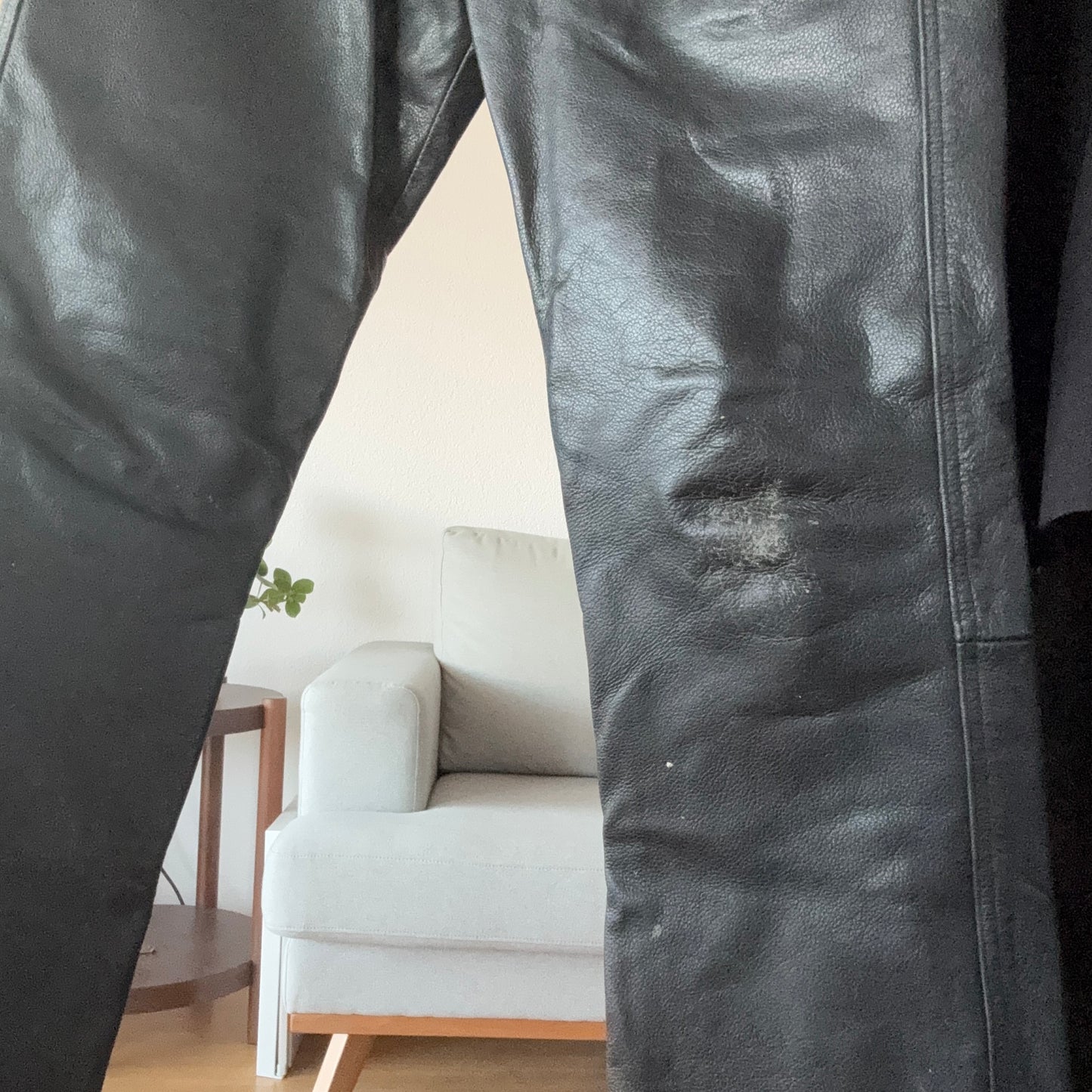 Black Leather Biker Pants