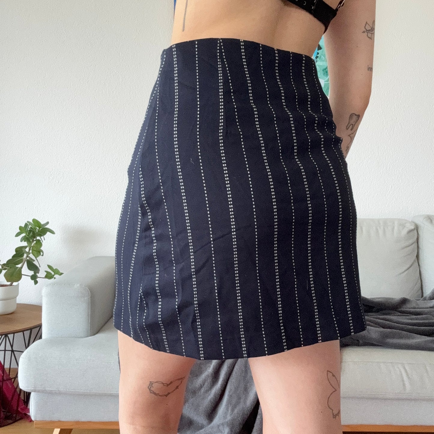 Blue Skirt with white stripes