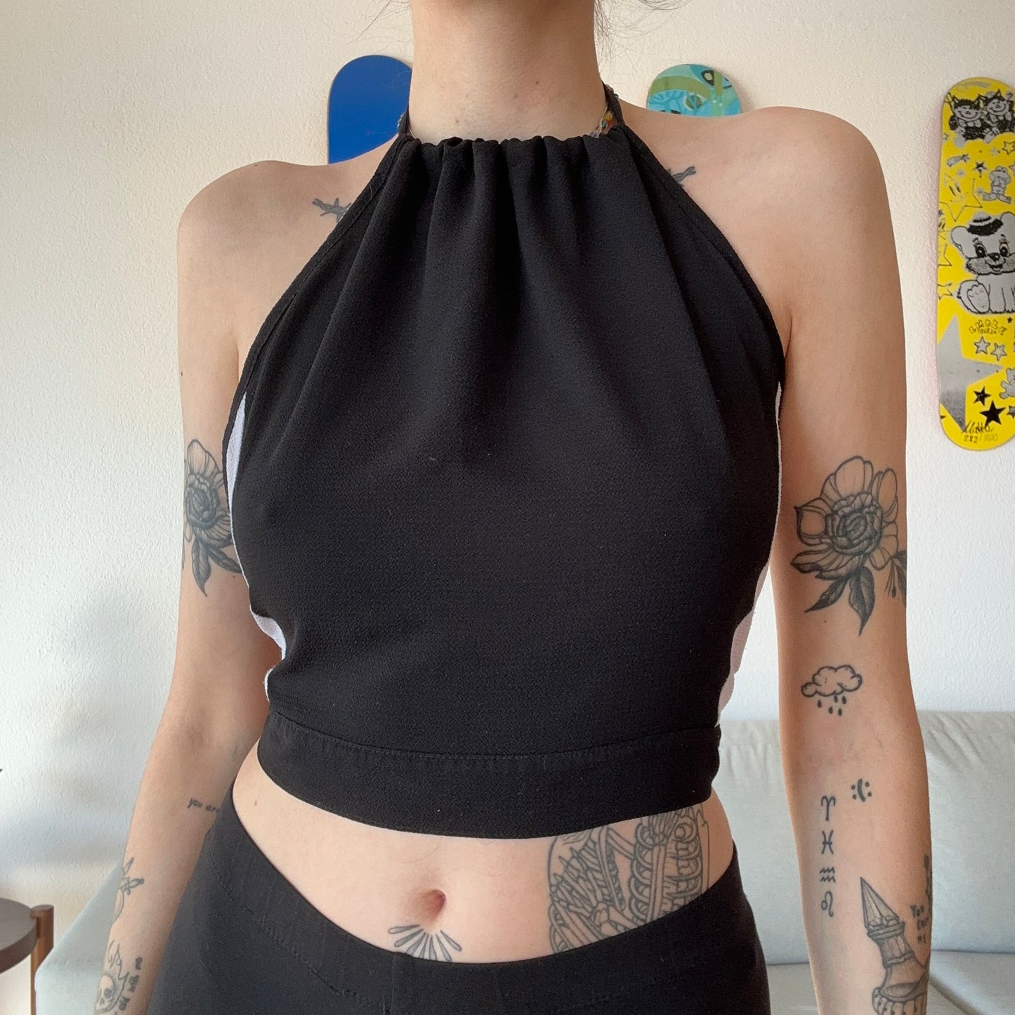 Black and white Neck holder Top | Bern