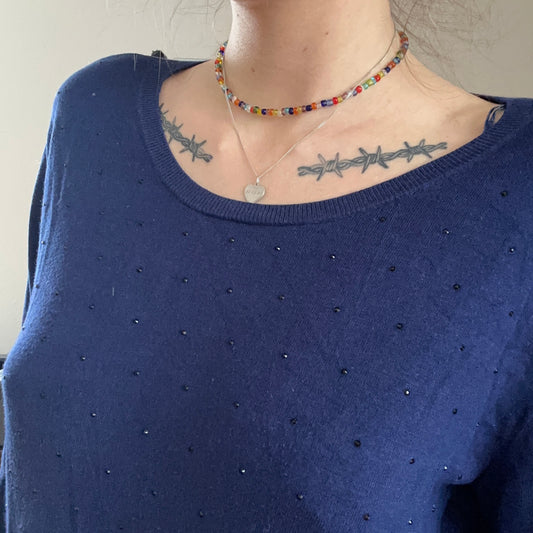 Blue Longsleeve with cute shiny stones in the Front | Bern