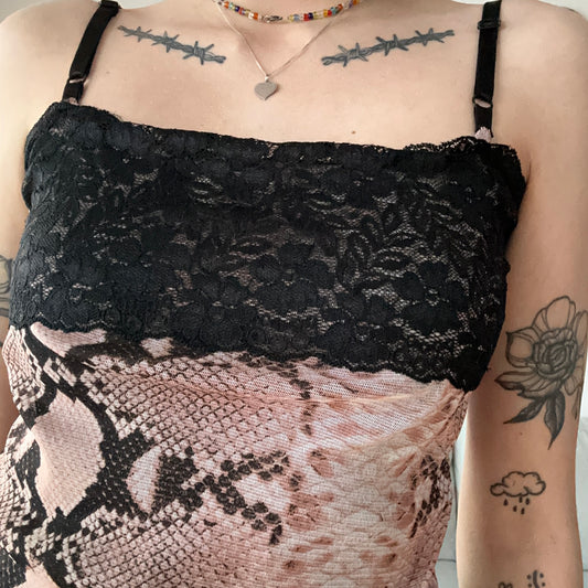 Y2K Snake Print Top with cute lace detail | Bern
